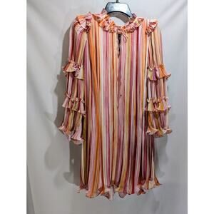 BCBGMAXAZRIA Multicolor Ruffle Chiffon Dress Size 4 NWT